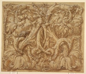 Design til Acanthus Rinceaux med dyr og fugle af Giulio Romano