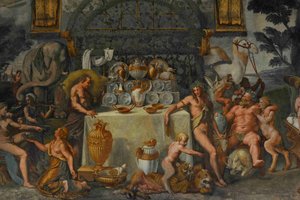 Fresco-detalje fra Chamber of Amor and Psyche, 1526-1534 af Giulio Romano