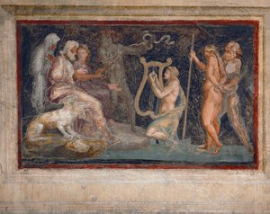 Mytologisk scene (freskomaleri) af Giulio Romano