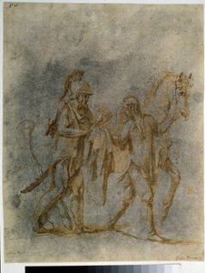 ""Saint Martin And The Beggar"" (Saint Martin And A Beggar) Akvarel og blæk af Giulio Pippi De