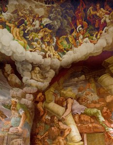 Sala dei Giganti. Giganternes angreb på Olympen (fresko) af Giulio Romano