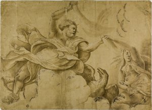 Undersøgelse af Jupiter Hurling Thunderbolts af Giulio Romano