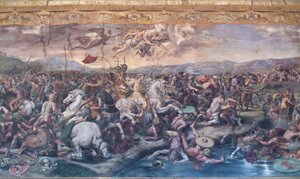 Slaget ved Milvian Bridge, i Constantine Room, Raphael Rooms, ca. 1520-24 (fresco) af Giulio Romano