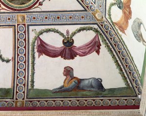 The Camera con Fregio di Amorini Chamber of the Cupid Frieze detalje af en sfinx, fresko fra 1520