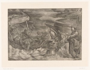 Kristus går på vandet af Giulio Sanuto (attributed to)