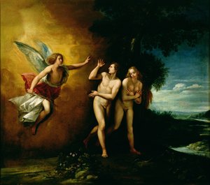 Uddrivelsen af Adam og Eva (olie på lærred) af Giuseppe Cesari