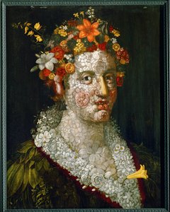 Flora (olie på træ) af Giuseppe Arcimboldo