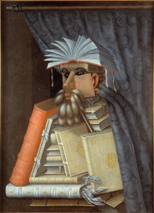 Portræt af en bibliotekar, ca. 1566 (olie på lærred). af Giuseppe Arcimboldo