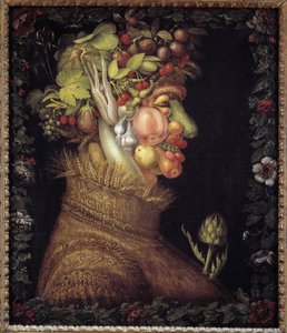 Sommeren. Allegori om årstiderne. Maleri af Giuseppe Arcimboldo (1527-1593). Musée du Louvre