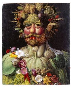 Vertumnus-etiket QS:Lsv, »Portræt, allegori« af Giuseppe Arcimboldo