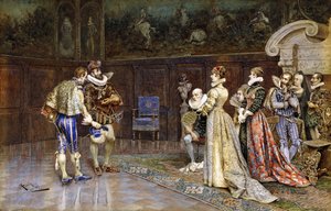 En præsentation af Henri IV af Frankrig ved domstolen i Marguerite Valois af Giuseppe Aureli