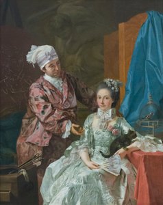 Selvportræt med hustru, ca. 1757 (olie på lærred)