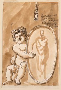 Siddende Putto med medaljon af Giuseppe Barberi