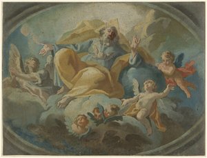 Gud med engle i skyerne af Giuseppe Baroni