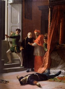 Hertugen af Firenzes død Alessandro de Medici dræbt af Lorenzino de Medici (olie på lærred af Giuseppe Bellucci