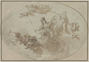Loftstudie: Allegori om fred og krig, ca. 1800 . af Giuseppe Bernardino Bison