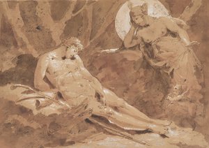 Diana og Endymion med Amor af Giuseppe Bernardino Bison