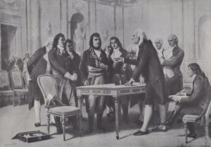 Alessandro Volta demonstrerer sit batteri for Napoleon, Frankrigs førstekonsul, 1801