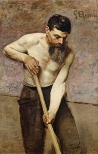 Grøftegraver, af Giuseppe Bertini (1825-1898), olie på lærred