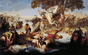 Giovanni delle Bande Neres hær krydser Adda, af Giuseppe Bezzuoli (1784-1855)