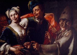 Napolitanske masker, af Giuseppe Bonito (1707-1789), olie på lærred.