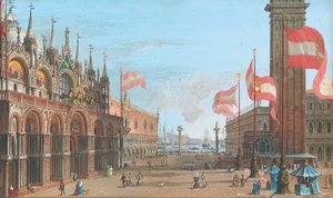 Udsigt over Markuspladsen, Venedig, med Palazzo Ducale og Campanile, 1828