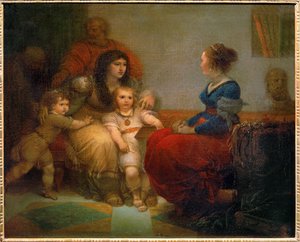 Cornelie, mere des Gracques - Cornelia, Gracchiernes mor med sine sønner Tiberius og Gaius og sin datter Sempronia ... af Giuseppe Cades