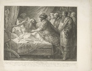 Kong Frans I med den døende Leonardo da Vinci All Glory della pittura (titel på objekt) af Giuseppe Cades