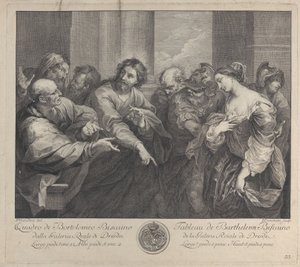 Kristus og kvinden taget i utroskab, 1750-57. af Giuseppe Camerata