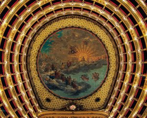 Loft malet af Giuseppe Cammarano (1766-1850), Teatro San Carlo (Royal Theatre of St Charles), Napoli, Campania, Italien