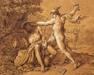 Italien, Mercury dræber Argus for at redde nymfen (Mercury dræber Argo for at redde nymfen) af Giuseppe Cammarano (1766-1859) givet af kunstneren til Gaetano Donizetti, tegning