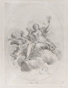 Allegorisk figur på en sky med putti, efter Stefano Pozzi, ca. 1745-1802. af Giuseppe Canale