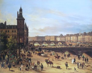 Blomstermarkedet, klokketårnet, Pont au Change og Pont Neuf