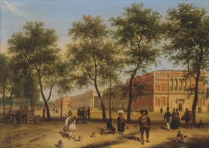 Formodet udsigt over Paseo del Prado med Prado-museet, Madrid, 1827