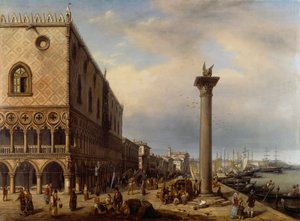 Riva degli Schiavoni (gangbro) i Venedig, af Giuseppe Cannella (1788-1847)