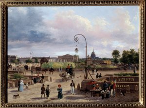 Udsigt over Place Louis XVI (nuværende Place de la Concorde) Maleri af Giuseppe Canella (1788-1847) 1829 Søn. 0,29x0,4 m Paris, Musee Carnavalet