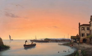 Chioggia før solopgang af Giuseppe Canella d. Ä.