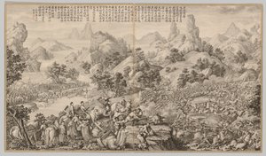 Breaking Through the Siege at Hesui: fra Battle Scenes of the Quelling of Rebellions..., ca. 1765-17 af Giuseppe Castiglione