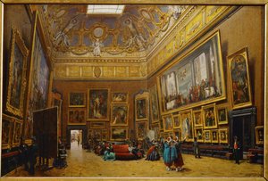 Salon Carre på Louvre-museet ... af Giuseppe Castiglione