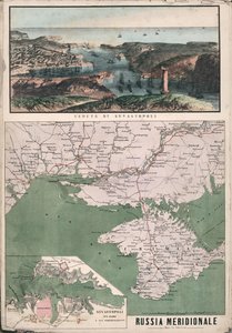 Kort over det sydlige Rusland med udsigt over Sevastopol-bugten og dens befæstninger, 1853. af Giuseppe Civelli