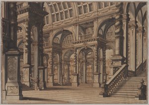 Monumental hvælvet hall med trappe af Giuseppe Galli Bibiena