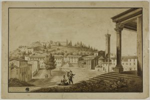 Udsigt over Piazza i Fiesole af Giuseppe Gherardi