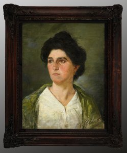 Portræt af en ung adelig kvinde (oliemaleri på lærred) af Giuseppe Goldoni