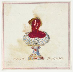 Skitse af juvelbesat antik buste i Medici-samlingen, Firenze af Giuseppe Grisoni