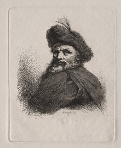 Buste af en mand med en pelshue af Giuseppe Longhi