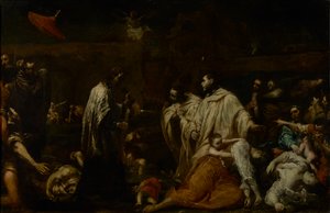 Den velsignede Bernard Tolomei går i forbøn for pestens ophør i Siena, ca. 1735 (olie på kobber) af Giuseppe Maria Crespi