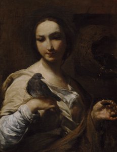 Pige, der holder en due, 1721-27