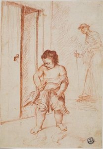 Studie af to figurer (recto); Fragmentær kopi (verso) af Giuseppe Maria Crespi