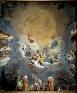 The Olympus Fresco af Giuseppe Maria Crespi dit lo Spagnolo (1665-1747) 1700-1710 Bologna Palazzo Pepoli Campogrande
