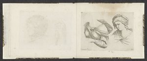 Overkrop af en kvinde og buste af en kvinde Tegningseksempler (serietitel) Mitelli dybtryk (serietitel) af Giuseppe Maria Mitelli